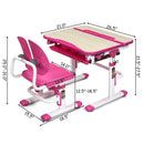 Children Desk Chair Set Adjustable Study Table Drawer Winged Backrest Chair