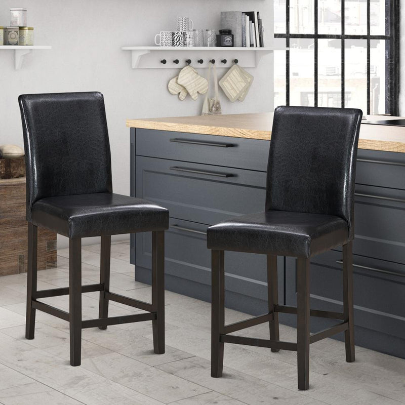 Set of 2 Bar Stools 25inch Counter Height Barstool Pub Chair w/Rubber Wood Legs HW65790