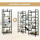 Triple Wide 5-tier Bookcase Large Bookshelf Display Storage Shelf Vintage Black