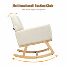 Mid Century Fabric Rocking Chair Upholstered Accent Armchair Lounge Chair Beige