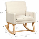 Mid Century Fabric Rocking Chair Upholstered Accent Armchair Lounge Chair Beige