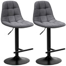 Set of 2 Adjustable Bar Stools Swivel Counter Height Linen Chairs with Back HW66212