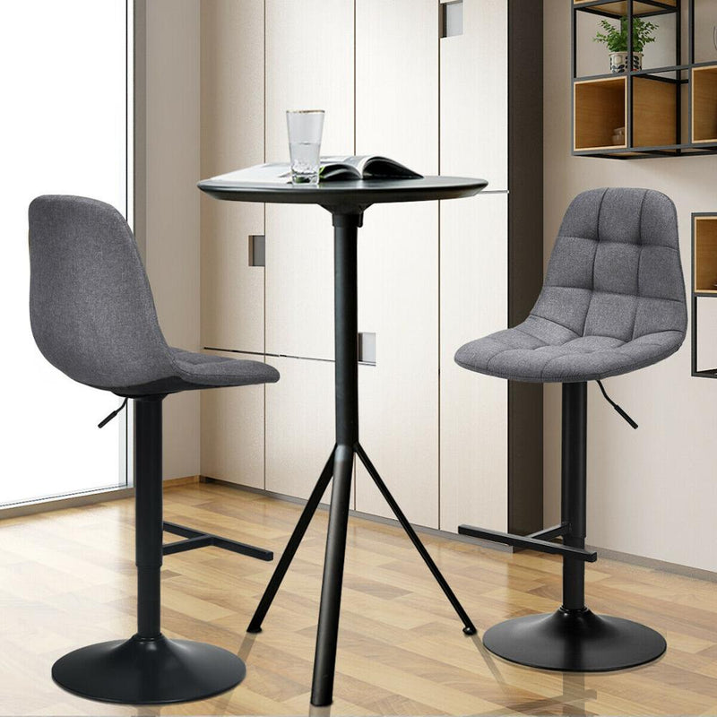 Set of 2 Adjustable Bar Stools Swivel Counter Height Linen Chairs with Back HW66212