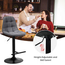 Set of 2 Adjustable Bar Stools Swivel Counter Height Linen Chairs with Back HW66212