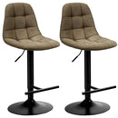 Set of 2 Adjustable Bar Stools Swivel Counter Height Linen Chairs with Back HW66212