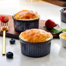 6-Piece Blue Round Baking Ramekins Dishes Set 190ml Stoneware