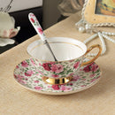 Flowers European Style Ceramic Bone China Porcelain Tea Cup Set