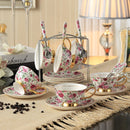 Flowers European Style Ceramic Bone China Porcelain Tea Cup Set