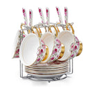 Flowers European Style Ceramic Bone China Porcelain Tea Cup Set