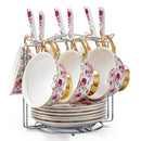 Flowers European Style Ceramic Bone China Porcelain Tea Cup Set