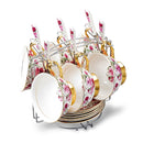 Flowers European Style Ceramic Bone China Porcelain Tea Cup Set