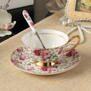 Flowers European Style Ceramic Bone China Porcelain Tea Cup Set