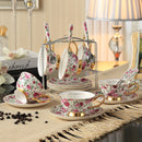 Flowers European Style Ceramic Bone China Porcelain Tea Cup Set