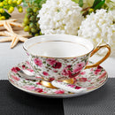 Flowers European Style Ceramic Bone China Porcelain Tea Cup Set