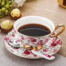 Flowers European Style Ceramic Bone China Porcelain Tea Cup Set