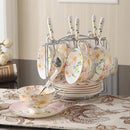 Flower European Style Ceramic Bone China Porcelain Tea Cup Set