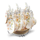 Flower European Style Ceramic Bone China Porcelain Tea Cup Set
