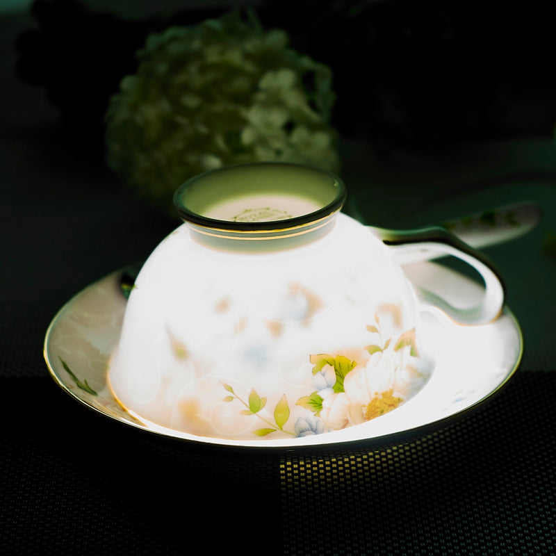 Flower European Style Ceramic Bone China Porcelain Tea Cup Set