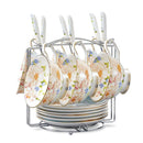 Flower European Style Ceramic Bone China Porcelain Tea Cup Set
