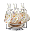 Flower European Style Ceramic Bone China Porcelain Tea Cup Set