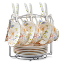 Flower European Style Ceramic Bone China Porcelain Tea Cup Set