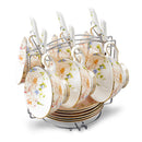 Flower European Style Ceramic Bone China Porcelain Tea Cup Set