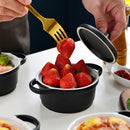 4-Piece Ceramic Ramekins Baking Dish with Lid,Mini Round Porcelain