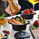 4-Piece Ceramic Ramekins Baking Dish with Lid,Mini Round Porcelain