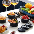 4-Piece Ceramic Ramekins Baking Dish with Lid,Mini Round Porcelain