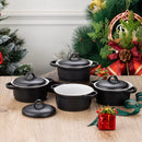 4-Piece Ceramic Ramekins Baking Dish with Lid,Mini Round Porcelain