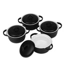 4-Piece Ceramic Ramekins Baking Dish with Lid,Mini Round Porcelain