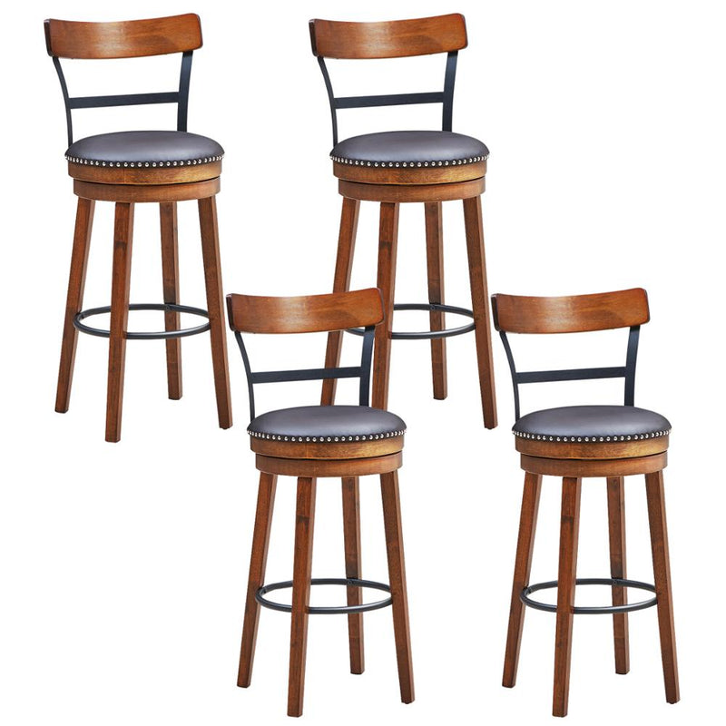 Set of 4 BarStool 30.5" Swivel Pub Height Dining Chair with Rubber Wood Legs