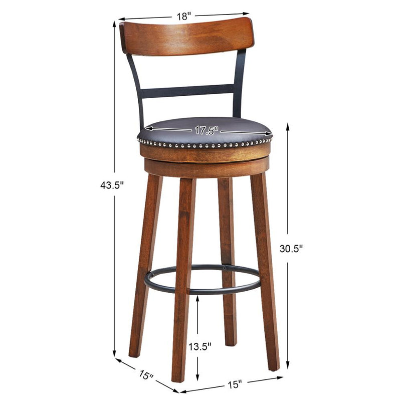 Set of 4 BarStool 30.5" Swivel Pub Height Dining Chair with Rubber Wood Legs