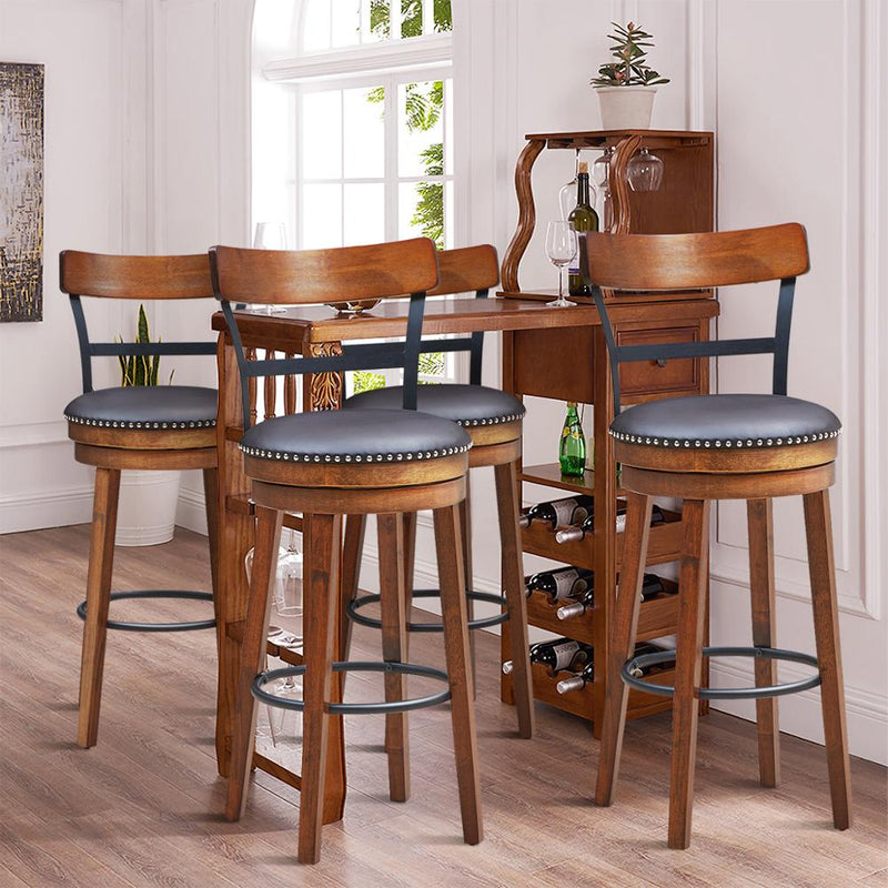 Set of 4 BarStool 30.5" Swivel Pub Height Dining Chair with Rubber Wood Legs