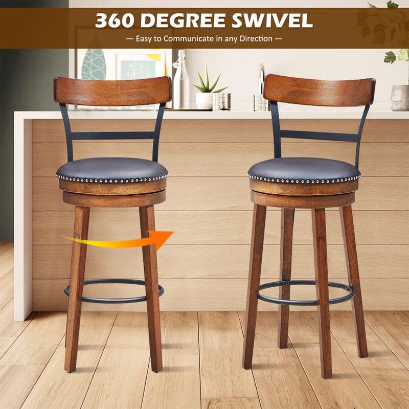 Set of 4 BarStool 30.5" Swivel Pub Height Dining Chair with Rubber Wood Legs