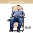 2PC Zero Gravity Chair Oversize Lounge Patio Heavy Duty Folding Recliner Beige
