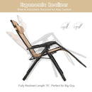2PC Zero Gravity Chair Oversize Lounge Patio Heavy Duty Folding Recliner Beige