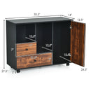 Lateral Mobile Filing Cabinet Large Printer Stand w/2 Drawers Open Shelves Black