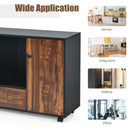 Lateral Mobile Filing Cabinet Large Printer Stand w/2 Drawers Open Shelves Black