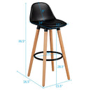 Set of 4 Mid Century Barstool 28.5" Dining Pub Chair w/Leather Padded Seat 2