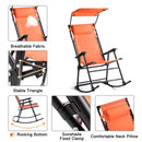 Folding Rocking Chair Rocker Porch Zero Gravity Furniture Sunshade Canopy Orange