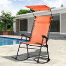 Folding Rocking Chair Rocker Porch Zero Gravity Furniture Sunshade Canopy Orange
