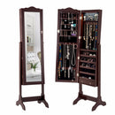 Mirrored Jewelry Cabinet Armoire Storage Organizer w/Drawer & Led Lights