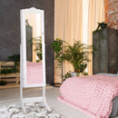 Mirrored Jewelry Cabinet Armoire Storage Organizer w/Drawer & Led Lights