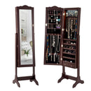 Mirrored Jewelry Cabinet Armoire Storage Organizer w/Drawer & Led Lights