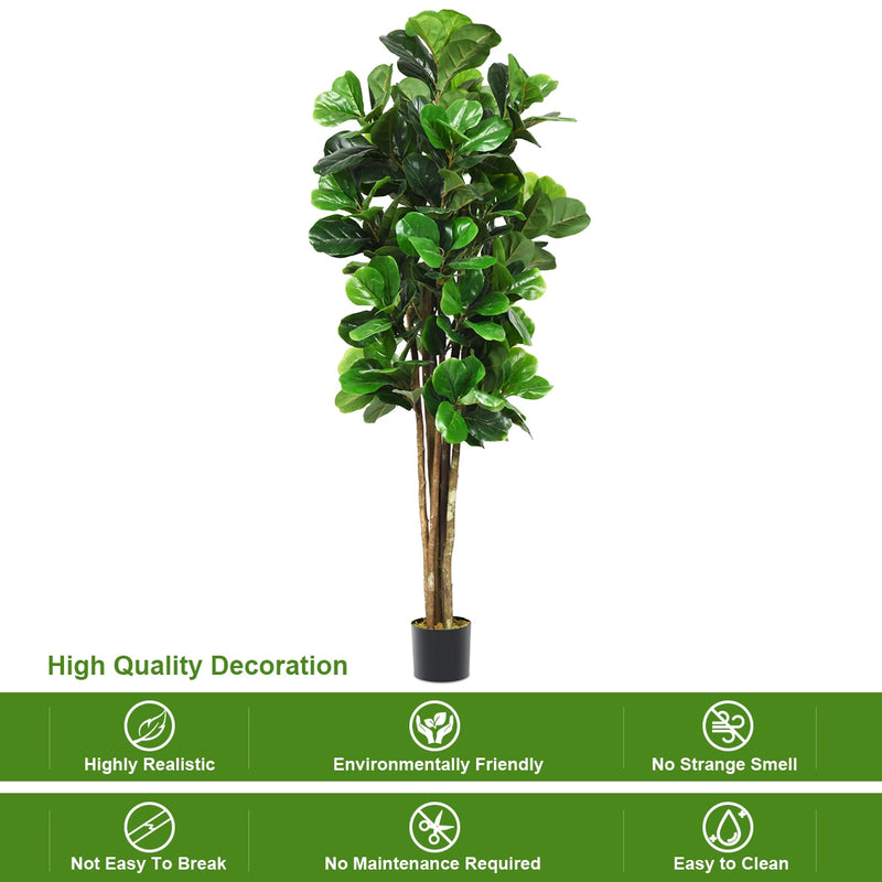 6ft Artificial Natural Fig Tree Bush Indoor/Outdoor decorative Planter HW61302
