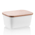500ML Porcelain Sealing Butter Box Ceramic w/ Wooden Bamboo Lid