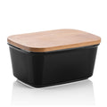 500ML Porcelain Sealing Butter Box Ceramic w/ Wooden Bamboo Lid