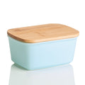 500ML Porcelain Sealing Butter Box Ceramic w/ Wooden Bamboo Lid