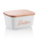 500ML Porcelain Sealing Butter Box Ceramic w/ Wooden Bamboo Lid
